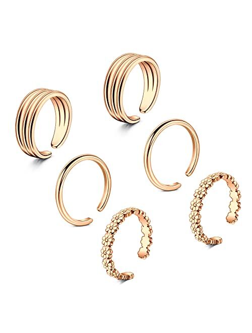 TOKRING Toe Rings for Women Silver Rose Gold Adjustable Toe Ring Women Beach Foot Jewelry for Summer Sandals