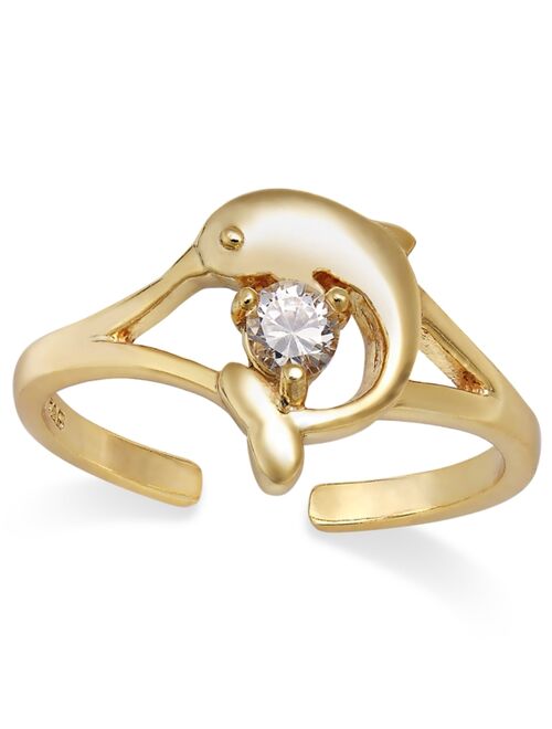 Giani Bernini B. Brilliant Cubic Zirconia Dolphin Toe Ring in Sterling Silver (1/10 ct. t.w.)