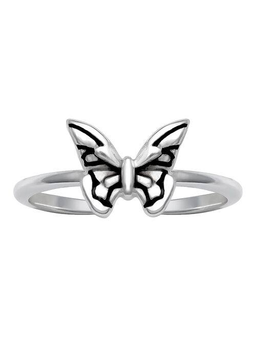 PRIMROSE Oxidized Sterling Silver Butterfly Toe Ring