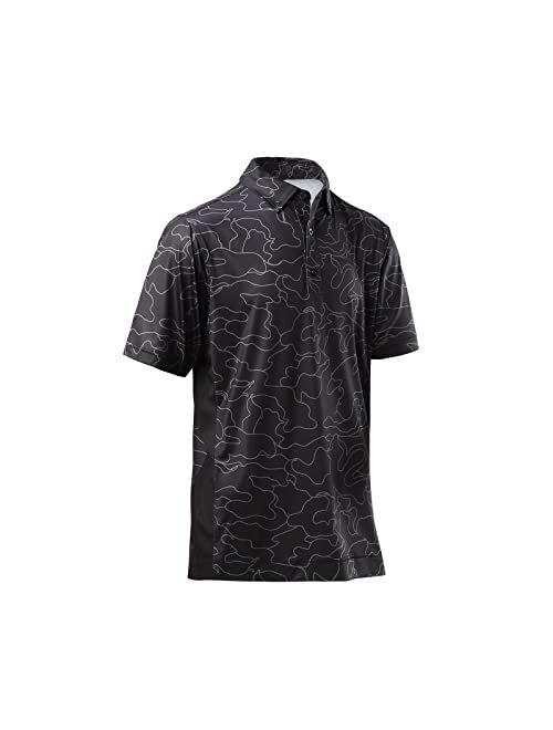 DEOLAX Mens Polo Shirts Fashion Prints Athletic Golf Polo Shirts Casual Classic Fit Soft Breathable Short Sleeve Polo Shirt