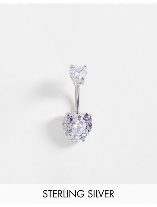 Asos Design Kingsley Ryan double crystal heart belly bar