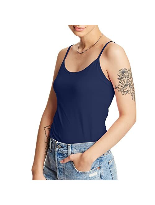 Hanes Stretch Cotton Cami with Built-in Shelf Bra