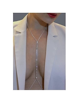 Blindery Sexy Body Chains Silver Rhinestone Belly Waist Chain Beach Body Jewelry Party Body Accessory for Women and Girls