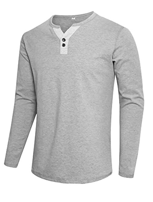 APTRO Men's Fashion Short/Long Sleeve Tee Shirts Casual Regular Fit Pullover Lightweight Henley Shirts