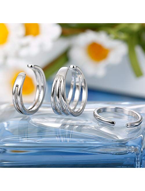 Sllaiss 925 Sterling Silver Minimalist Toe Rings Set Simple Open Thin Band Ring Adjustable for Women Girls