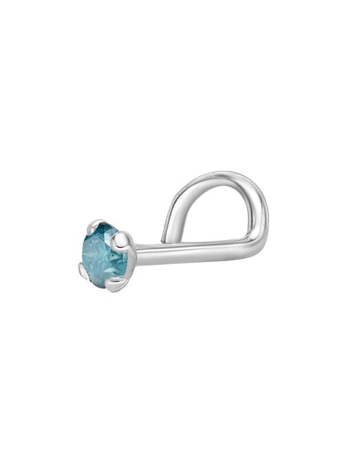 Lila Moon 14k White Gold Blue Diamond Nose Ring