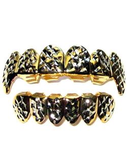 Big Dawgs Bling 14k Gold Plated Diamond Cut Vampire Fangs Mouth Grillz