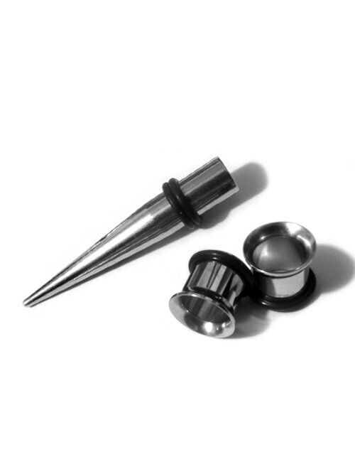 Urban Body Jewelry (0 Gauge Taper & Plugs) Stainless Steel Taper & a Pair of Stainless Steel Plugs