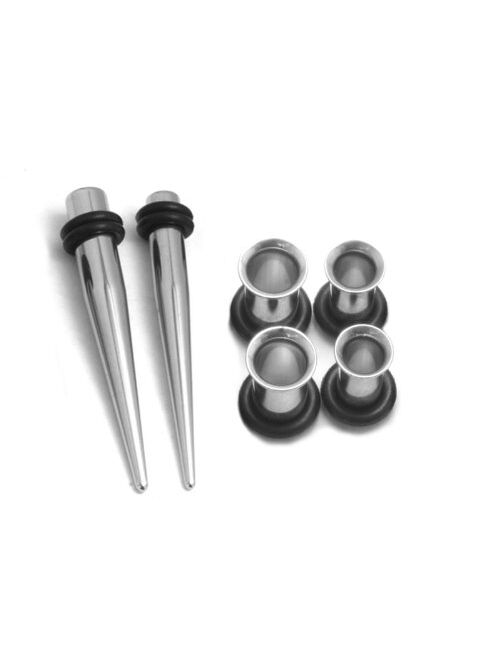 Urban Body Jewelry 6 Piece Steel Taper and Plugs Ear Stretching Kit - Pairs of Plugs with Single Tapers - Gauge Sizes 1G (7mm), 0G (8mm)