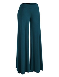 Women's Solid Casual Comfy Stretchy Wide Leg Palazzo Lounge Pants