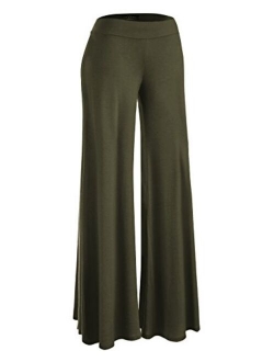 Women's Solid Casual Comfy Stretchy Wide Leg Palazzo Lounge Pants