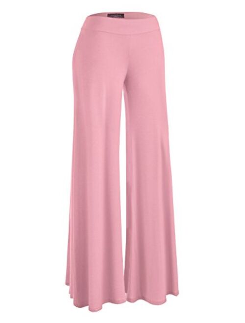 Made By Johnny Women's Solid Casual Comfy Stretchy Wide Leg Palazzo Lounge Pants