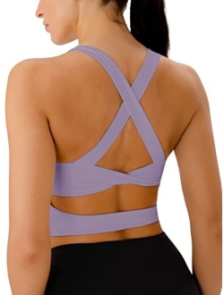 JOYSPELS Sports Bras for Women Criss-Cross Back Padded Workout Tank Tops Medium Support Crop Tops for Women