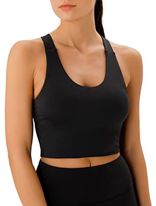 JOYSPELS Sports Bras for Women Criss-Cross Back Padded Workout Tank Tops Medium Support Crop Tops for Women