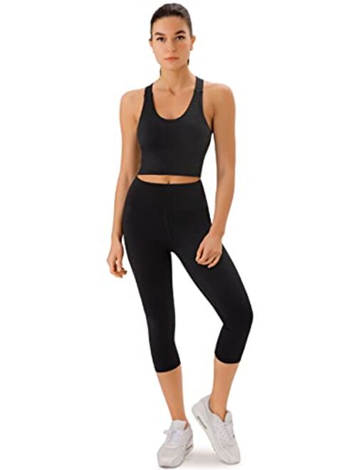 JOYSPELS Sports Bras for Women Criss-Cross Back Padded Workout Tank Tops Medium Support Crop Tops for Women