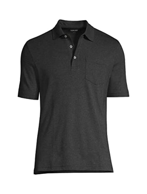 Lands' End Men's Short Sleeve Super Soft Supima Polo Shirt with Pocket