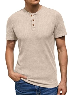 Sailwind Men's Short Sleeve Waffle Henley Casual Henley T-Shirts for Men