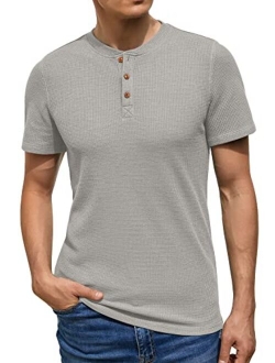 Sailwind Men's Short Sleeve Waffle Henley Casual Henley T-Shirts for Men