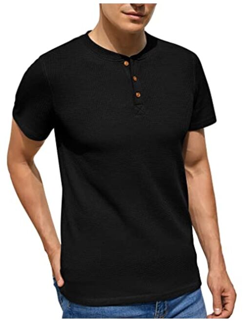 Sailwind Men's Short Sleeve Waffle Henley Casual Henley T-Shirts for Men