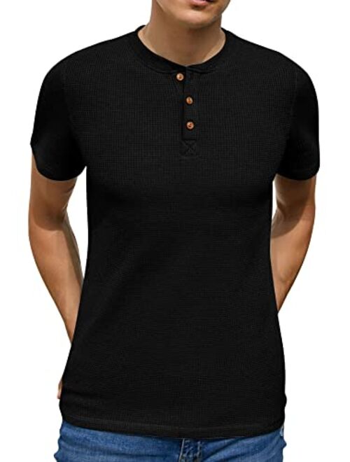 Sailwind Men's Short Sleeve Waffle Henley Casual Henley T-Shirts for Men