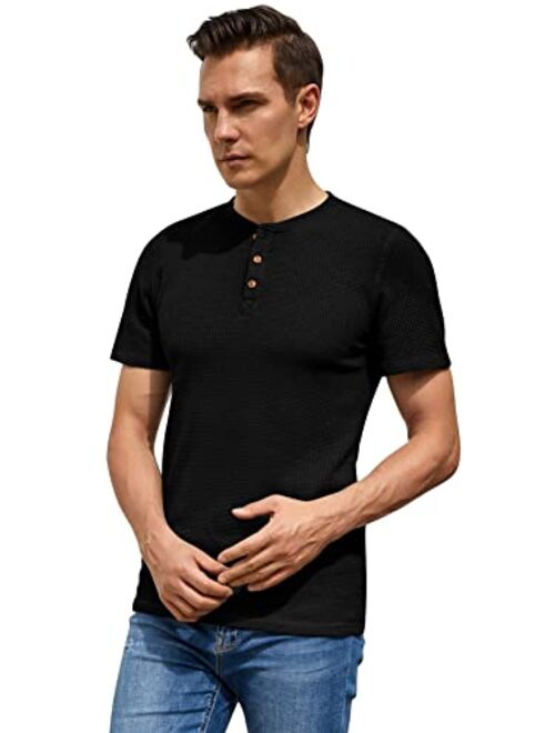 Sailwind Men's Short Sleeve Waffle Henley Casual Henley T-Shirts for Men