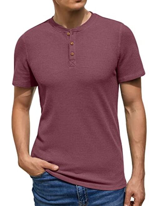 Sailwind Men's Short Sleeve Waffle Henley Casual Henley T-Shirts for Men