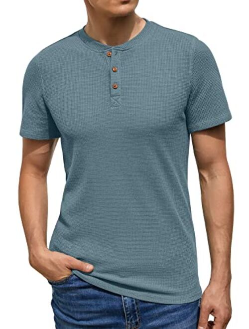 Sailwind Men's Short Sleeve Waffle Henley Casual Henley T-Shirts for Men