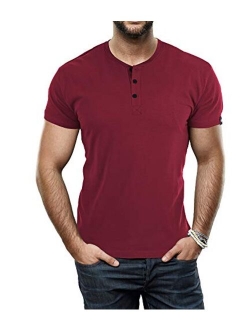 X RAY Men's Short Sleeve Solid Color Slim Fit Henley T-Shirt