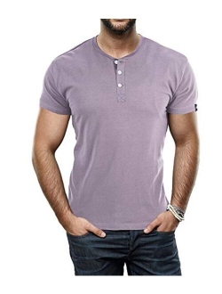 X RAY Men's Short Sleeve Solid Color Slim Fit Henley T-Shirt