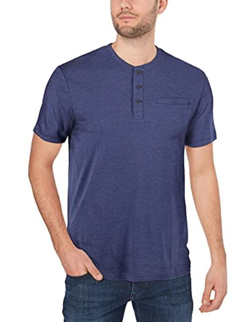 X RAY Men's Short Sleeve Solid Color Slim Fit Henley T-Shirt