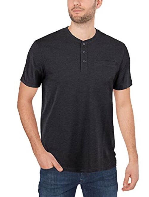 X RAY Men's Short Sleeve Solid Color Slim Fit Henley T-Shirt