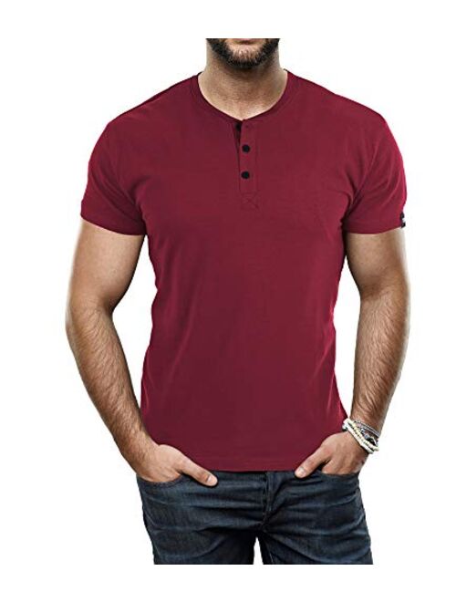 X RAY Men's Short Sleeve Solid Color Slim Fit Henley T-Shirt