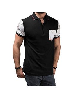 Zuoyouzi Men's Short Sleeve Casual Slim Fit Polo Shirts Basic Designed Classic Cut Cotton Shirts