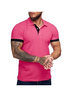 Zuoyouzi Men's Short Sleeve Casual Slim Fit Polo Shirts Basic Designed Classic Cut Cotton Shirts