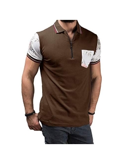 Zuoyouzi Men's Short Sleeve Casual Slim Fit Polo Shirts Basic Designed Classic Cut Cotton Shirts