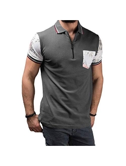 Zuoyouzi Men's Short Sleeve Casual Slim Fit Polo Shirts Basic Designed Classic Cut Cotton Shirts