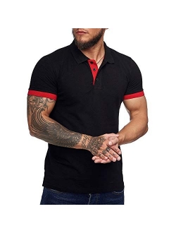 Zuoyouzi Men's Short Sleeve Casual Slim Fit Polo Shirts Basic Designed Classic Cut Cotton Shirts