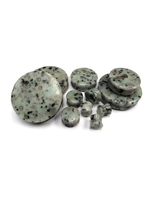 Urban Body Jewelry 1 Pair of 1 & 3/8 Inch (35mm) Sesame Jasper Stone Plugs