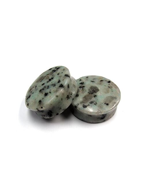 Urban Body Jewelry 1 Pair of 1 & 3/8 Inch (35mm) Sesame Jasper Stone Plugs