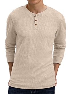 Sailwind Men's Long Sleeve Waffle Henley Casual Henley T-Shirts for Men