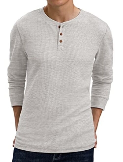 Sailwind Men's Long Sleeve Waffle Henley Casual Henley T-Shirts for Men