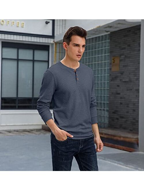 Sailwind Men's Long Sleeve Waffle Henley Casual Henley T-Shirts for Men