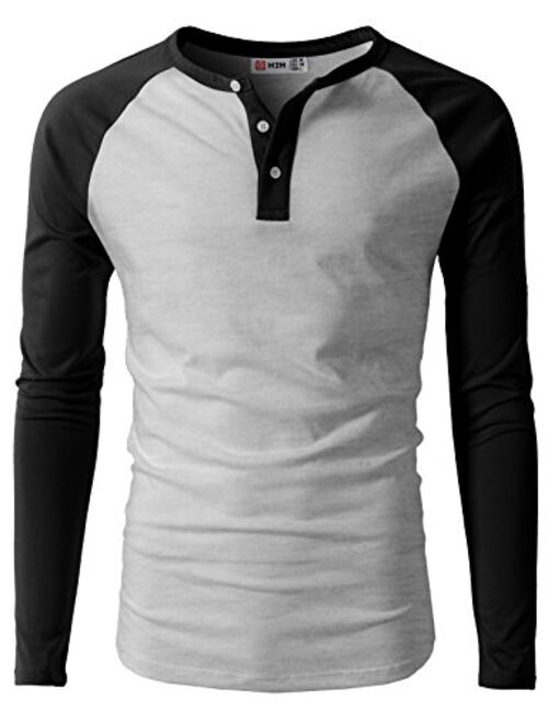 H2H Mens Casual Slim Fit T-Shirts Henley Shirts Raglan Long & 3/4 Sleeve Jersey Baseball T Shirts