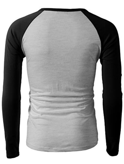 H2H Mens Casual Slim Fit T-Shirts Henley Shirts Raglan Long & 3/4 Sleeve Jersey Baseball T Shirts