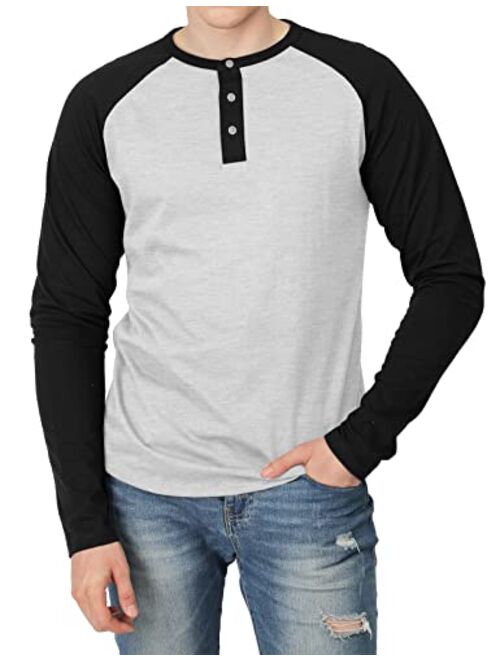 H2H Mens Casual Slim Fit T-Shirts Henley Shirts Raglan Long & 3/4 Sleeve Jersey Baseball T Shirts