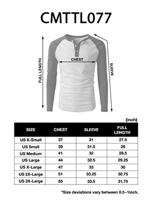 H2H Mens Casual Slim Fit T-Shirts Henley Shirts Raglan Long & 3/4 Sleeve Jersey Baseball T Shirts