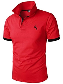 HOOD CREW Mens Classic Polo Shirt Short Sleeve Shirts Lightweight Casual Tops