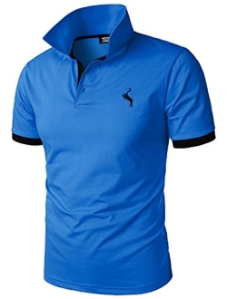 HOOD CREW Mens Classic Polo Shirt Short Sleeve Shirts Lightweight Casual Tops