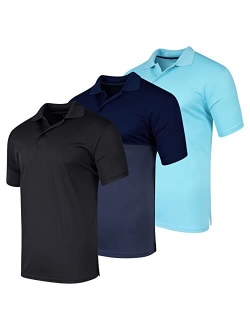 Real Essentials 3 Pack: Men's Quick-Dry Short Sleeve Athletic Performance Polo Shirt - Regular & Big-Tall (S-5X)