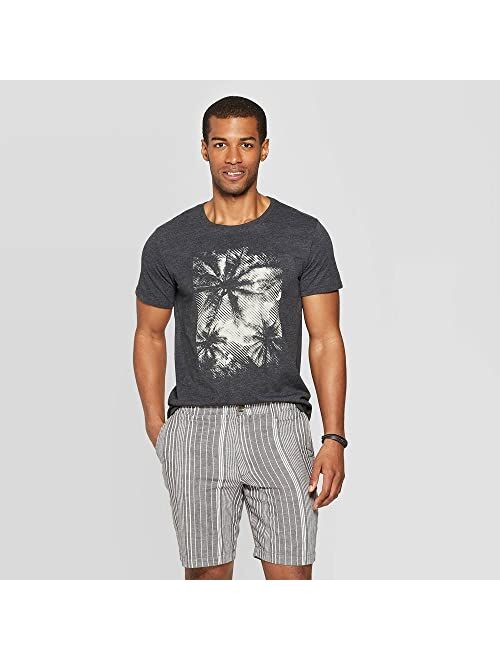 Rtek Men's Standard Fit Short Sleeve Palm Tree Graphic T-Shirt | Casual Grey Tee